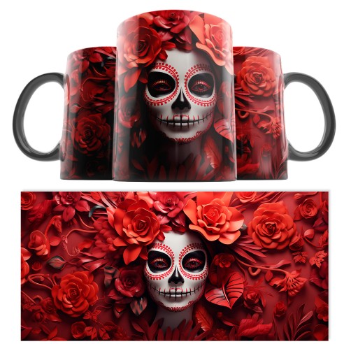 Taza Catrina Día de los Muertos 3D 01