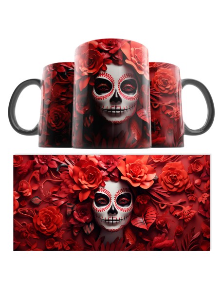 Taza Catrina Día de los Muertos 3D 01