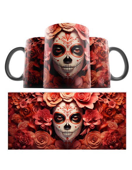 Taza Catrina Día de los Muertos 3D 02