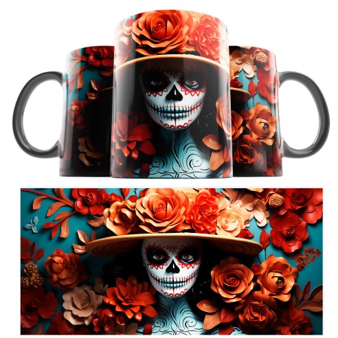 Taza Catrina Día de los Muertos 06 3D