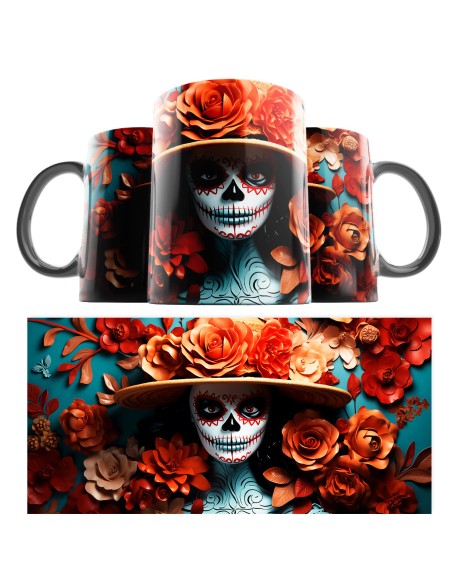 Taza Catrina Día de los Muertos 06 3D