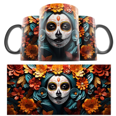 Taza Catrina Día de los Muertos 08 3D