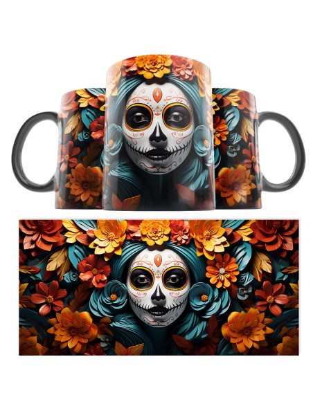 Taza Catrina Día de los Muertos 08 3D