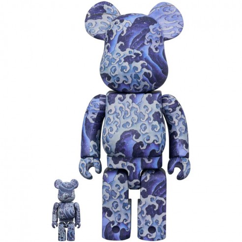 Bearbrick Katsushika Hokusai Angry Waves Onami 400% + 100%