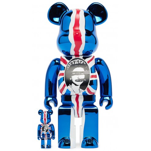 Bearbrick Sex Pistols God Save The Queen Chrome 400% + 100%