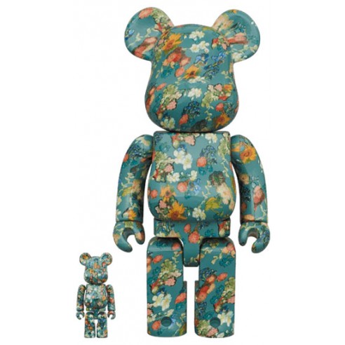 Bearbrick Van Gogh Flowers Blue 400% + 100%