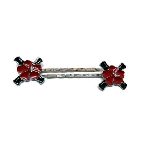 Clips Flor Hawaiana Roja / Negra