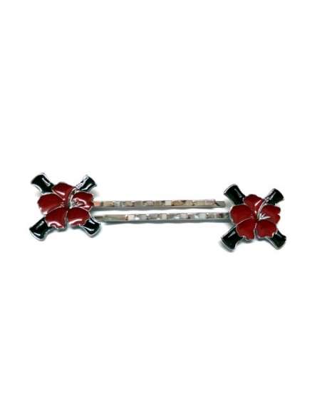 Clips Flor Hawaiana Roja / Negra