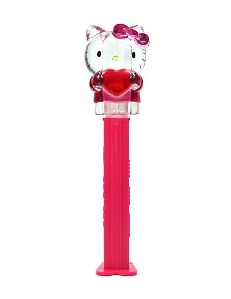 Dispensador caramelos Pez Hello Kitty Cristal Full Body Lazo Rojo y Corazón