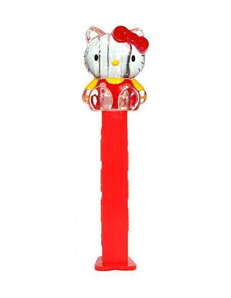 Dispensador caramelos Pez Hello Kitty Cristal Full Body Lazo Rojo y Mangas Amarillas