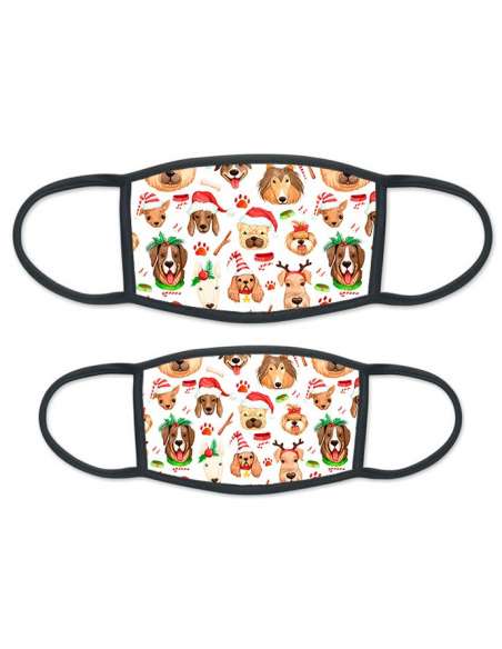 Mascarilla Facial Perros Navidad