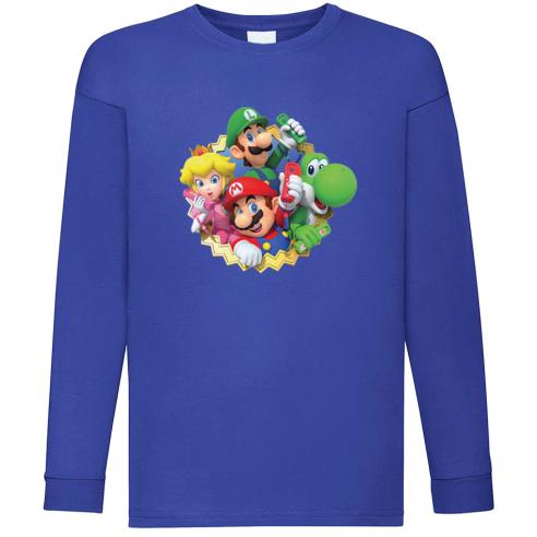 Camiseta Mario Bros Team Manga Larga