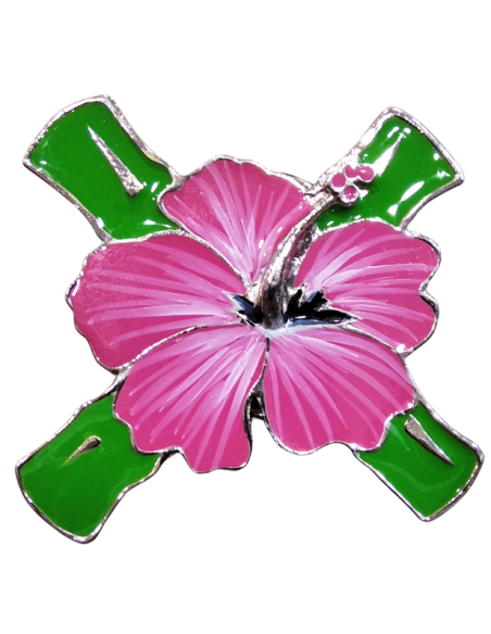 Hebilla Cinturón Flor Hibisco Rosa