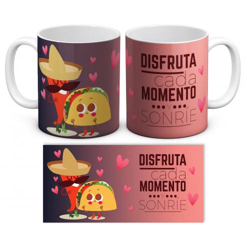 Taza Disfruta cada momento y sonríe