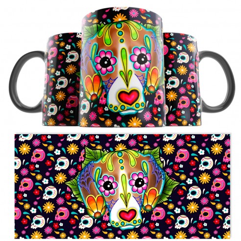 Taza Catrina Día de los Muertos Jack Russell