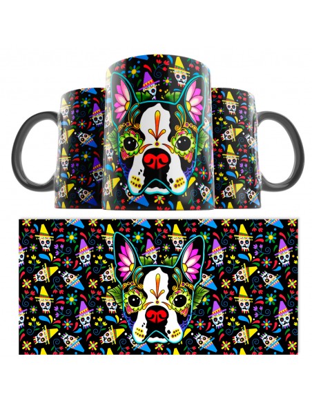 Taza Catrina Día de los Muertos Boston Terrier