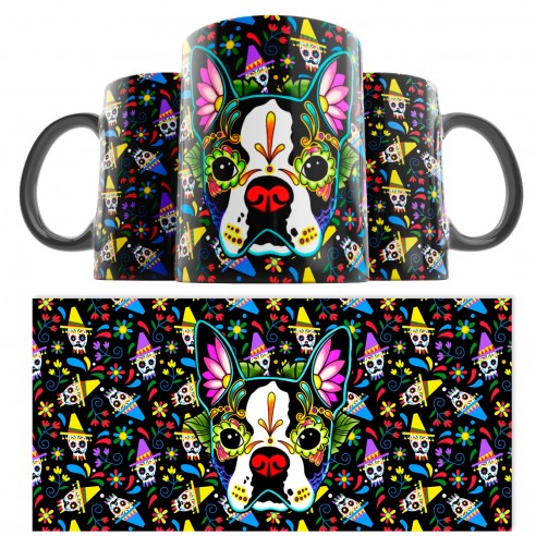 Taza Catrina Día de los Muertos Bulldog