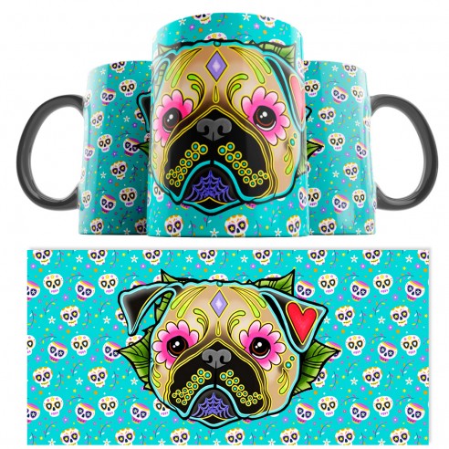 Taza Catrina Día de los Muertos Pug