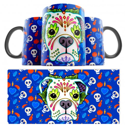 Taza Catrina Día de los Muertos Bulldog Americano